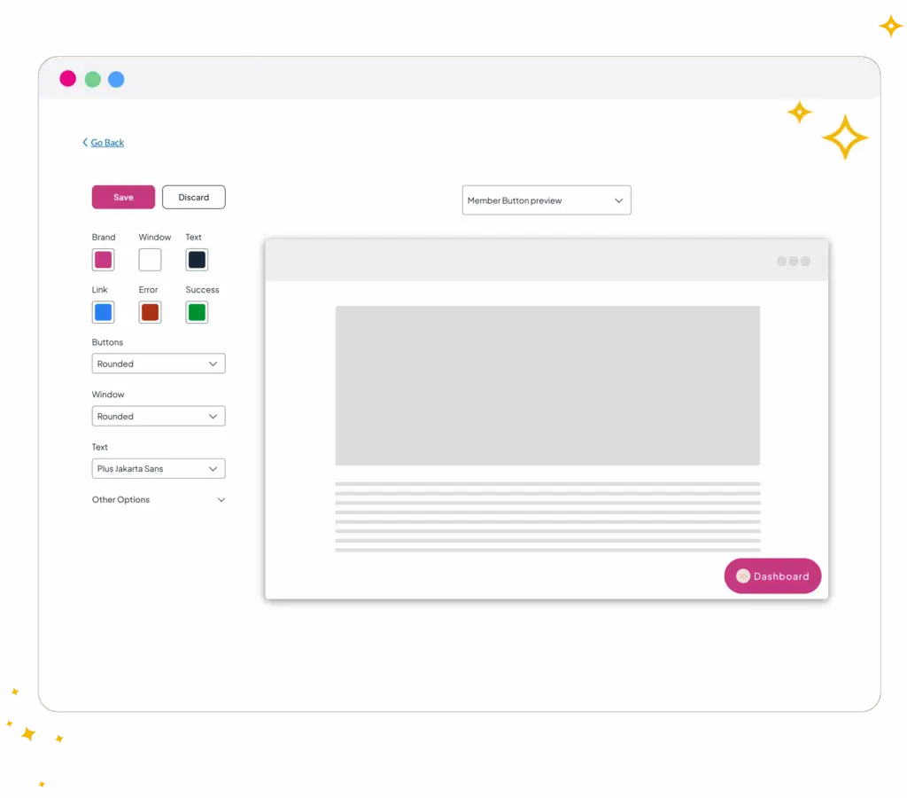Customizable membership site software