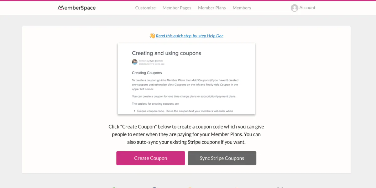 Managing MemberSpace coupons overview