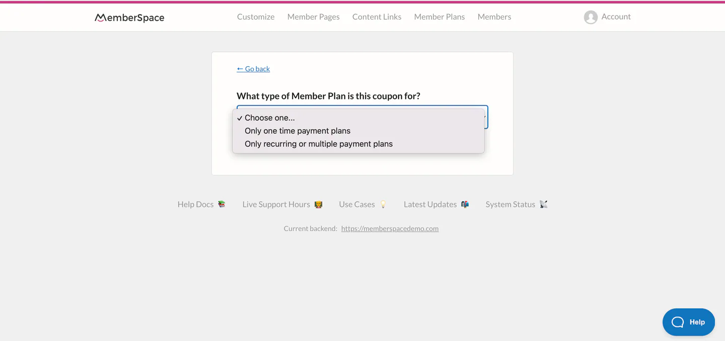 Decide how to charge Duda membership site members