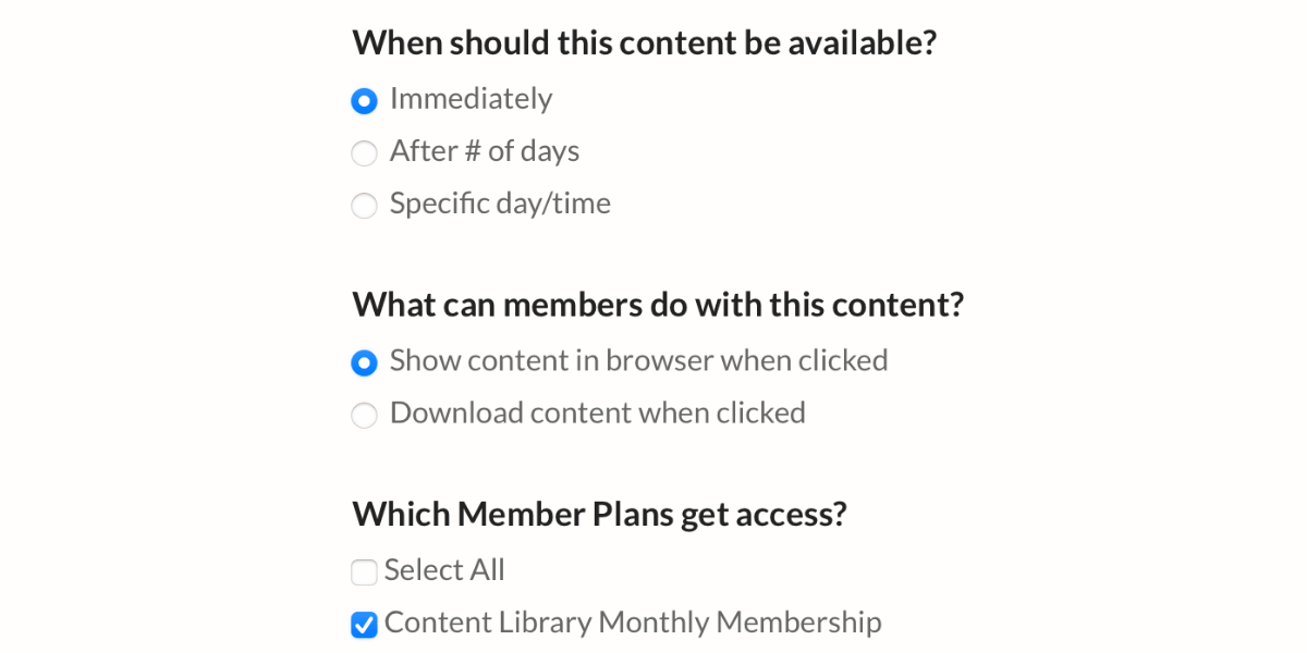 Select How Members Can Access Your Content Library