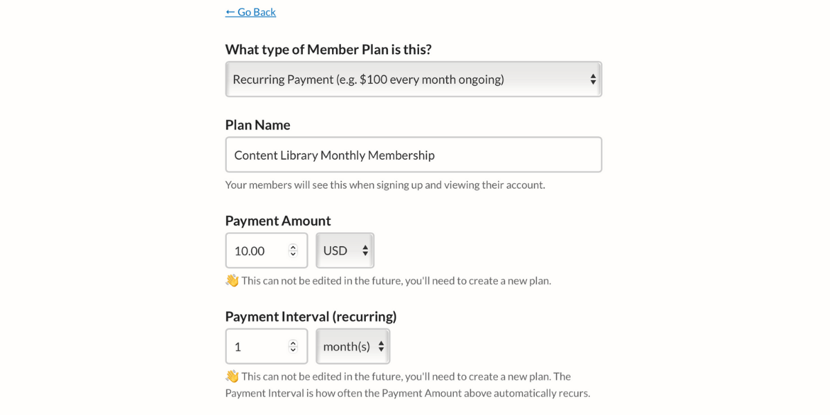 Create Member Plan for your Content Library