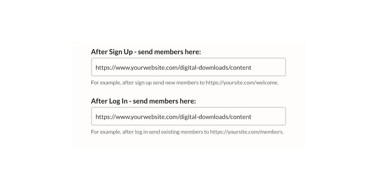 MemberSpace redirect members after login