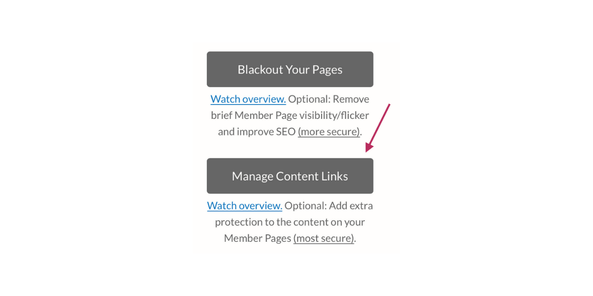 MemberSpace Manage Content Links