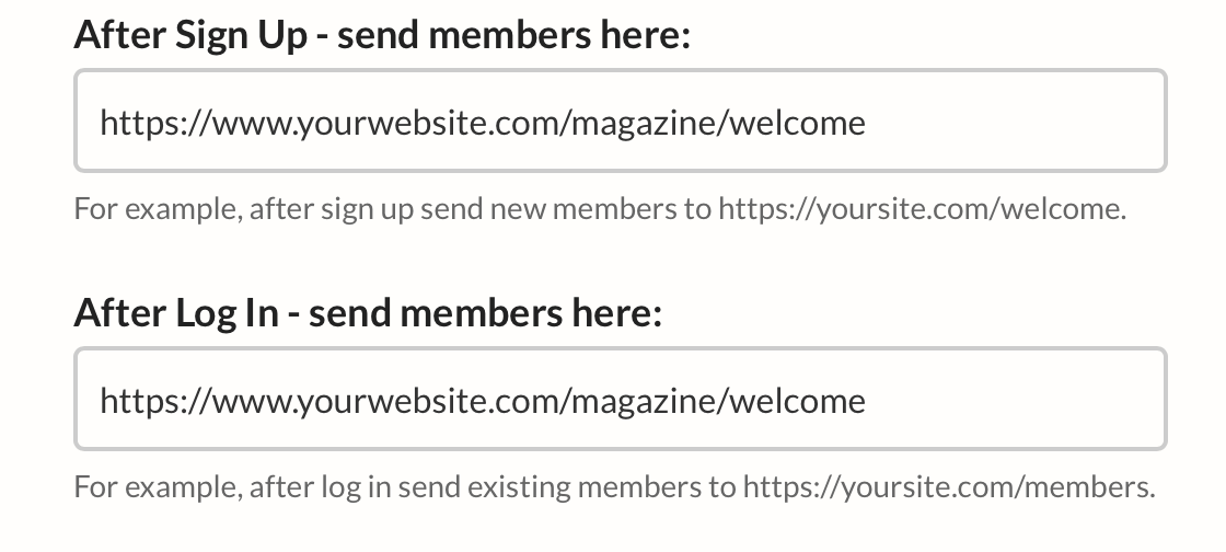 Enter URLs into MemberSpace