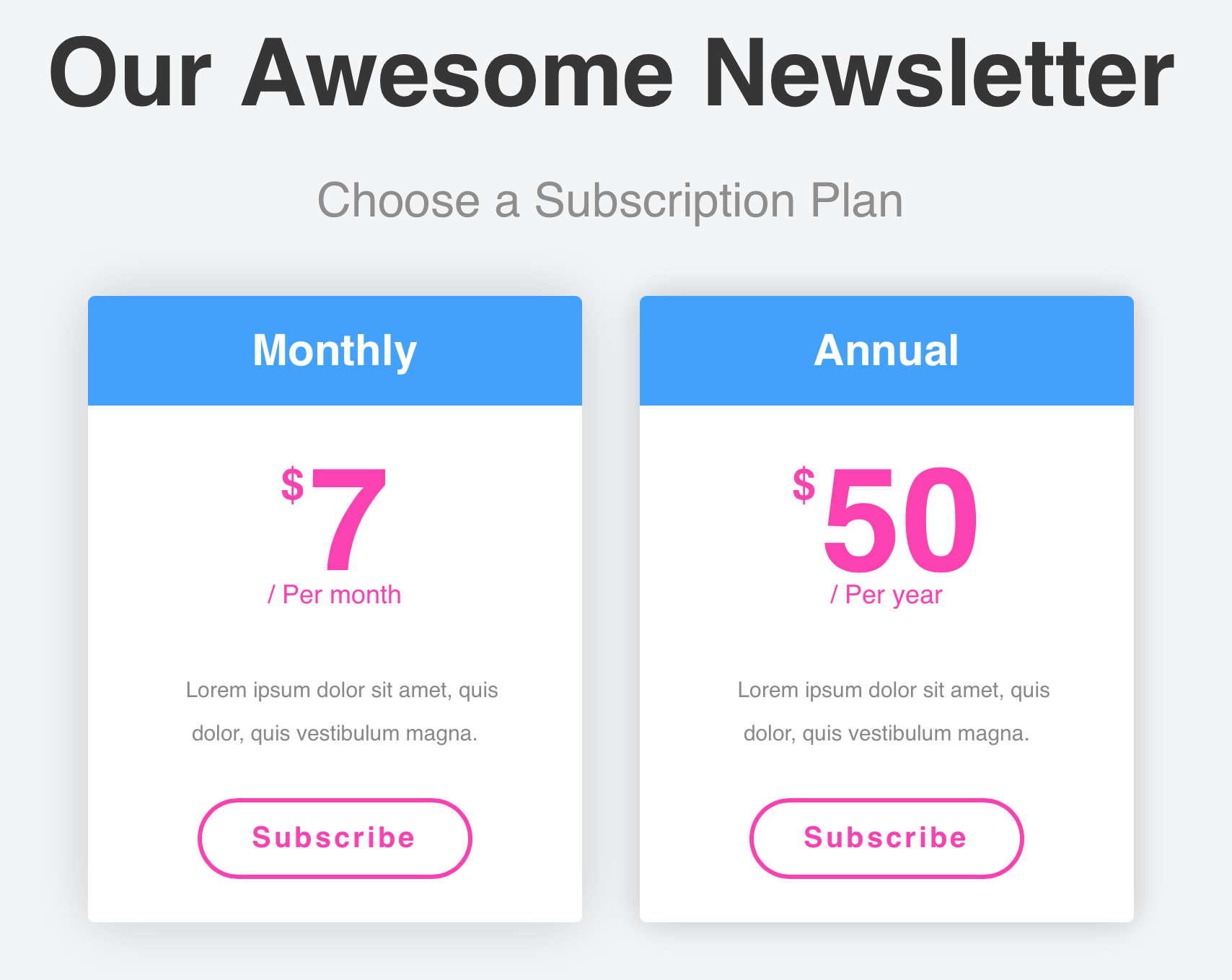newsletter pricing