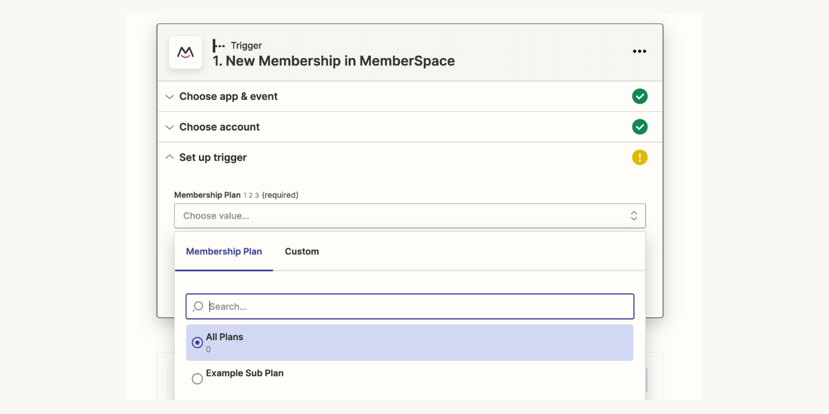 Set up MemberSpace trigger