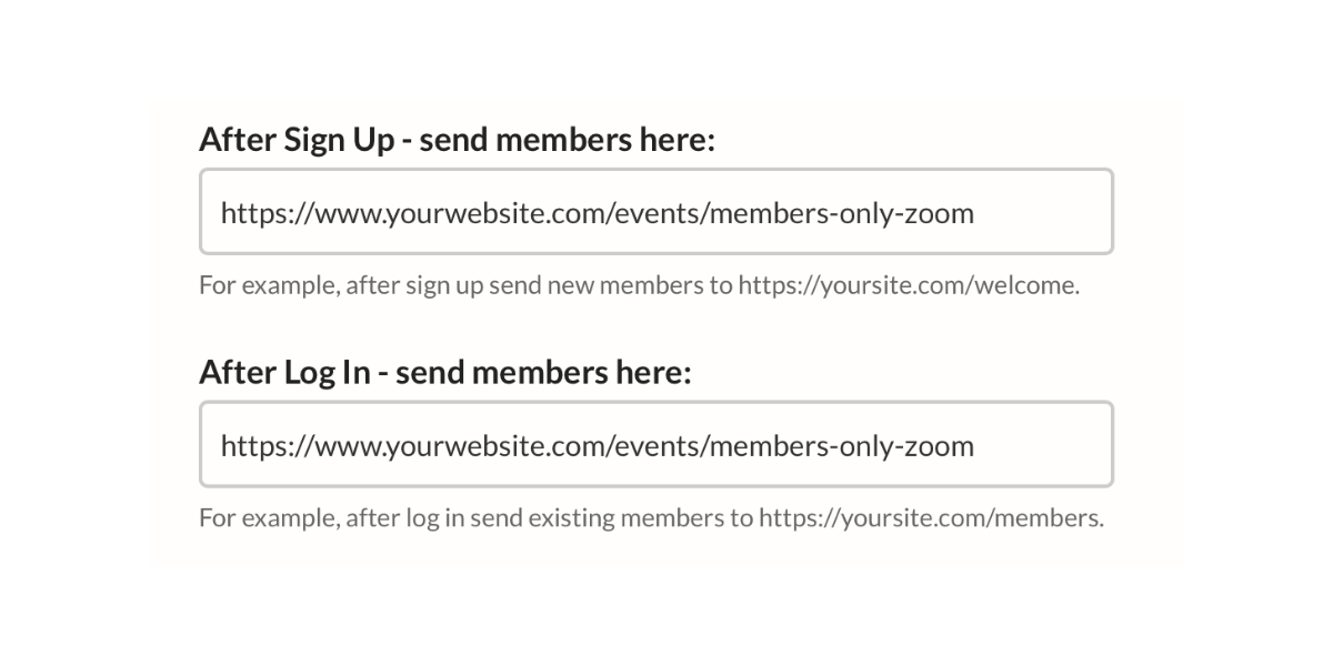 After Signup and Login Links