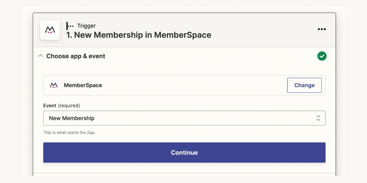 Set up a New Membership as the Trigger Event