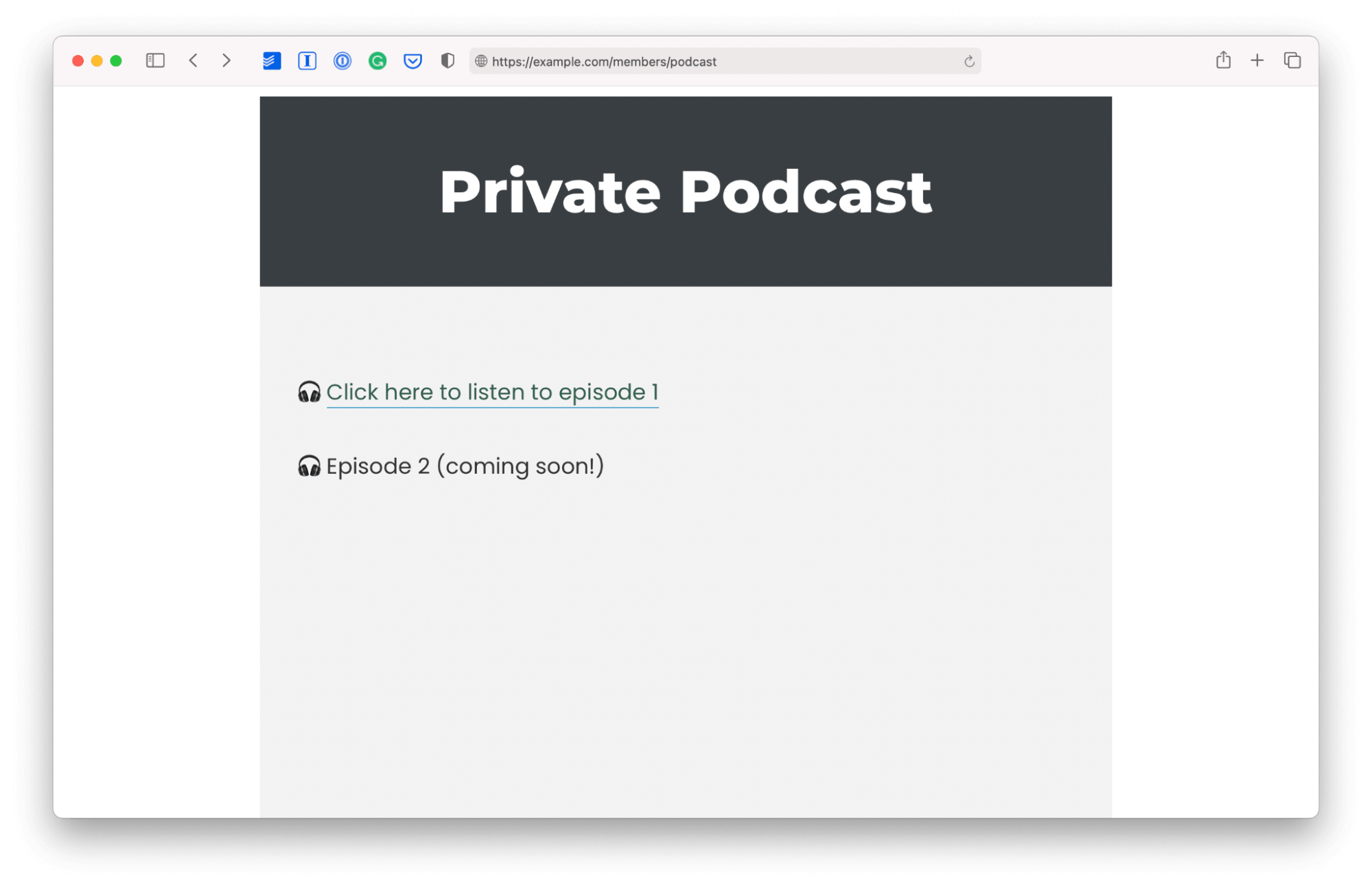 Add content links to Podcast landing page