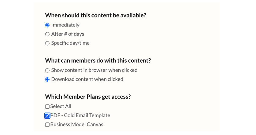 Choose the plans that should grant access to your digital products