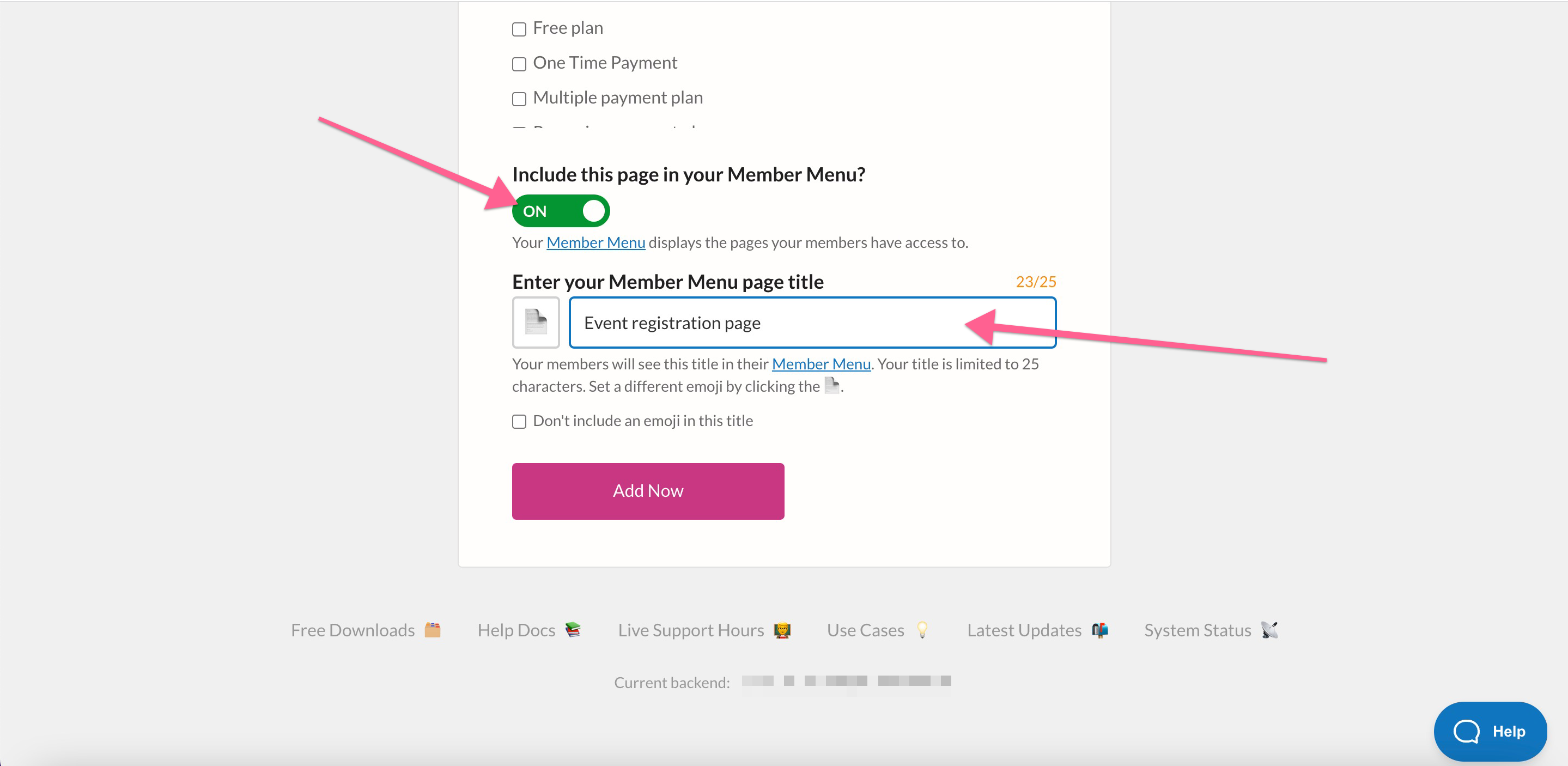 Add the in-person event registration page to the MemberSpace member menu