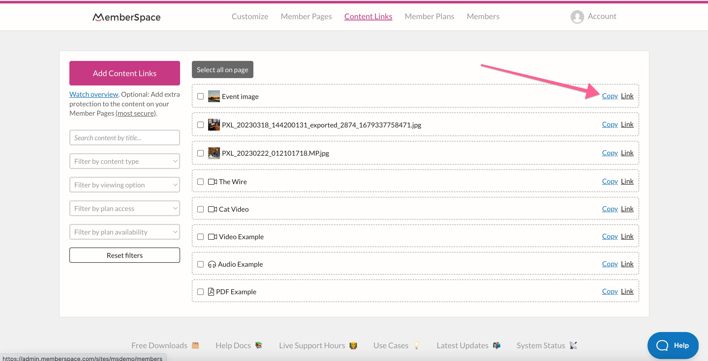 Copy the secure link for your in-person event file