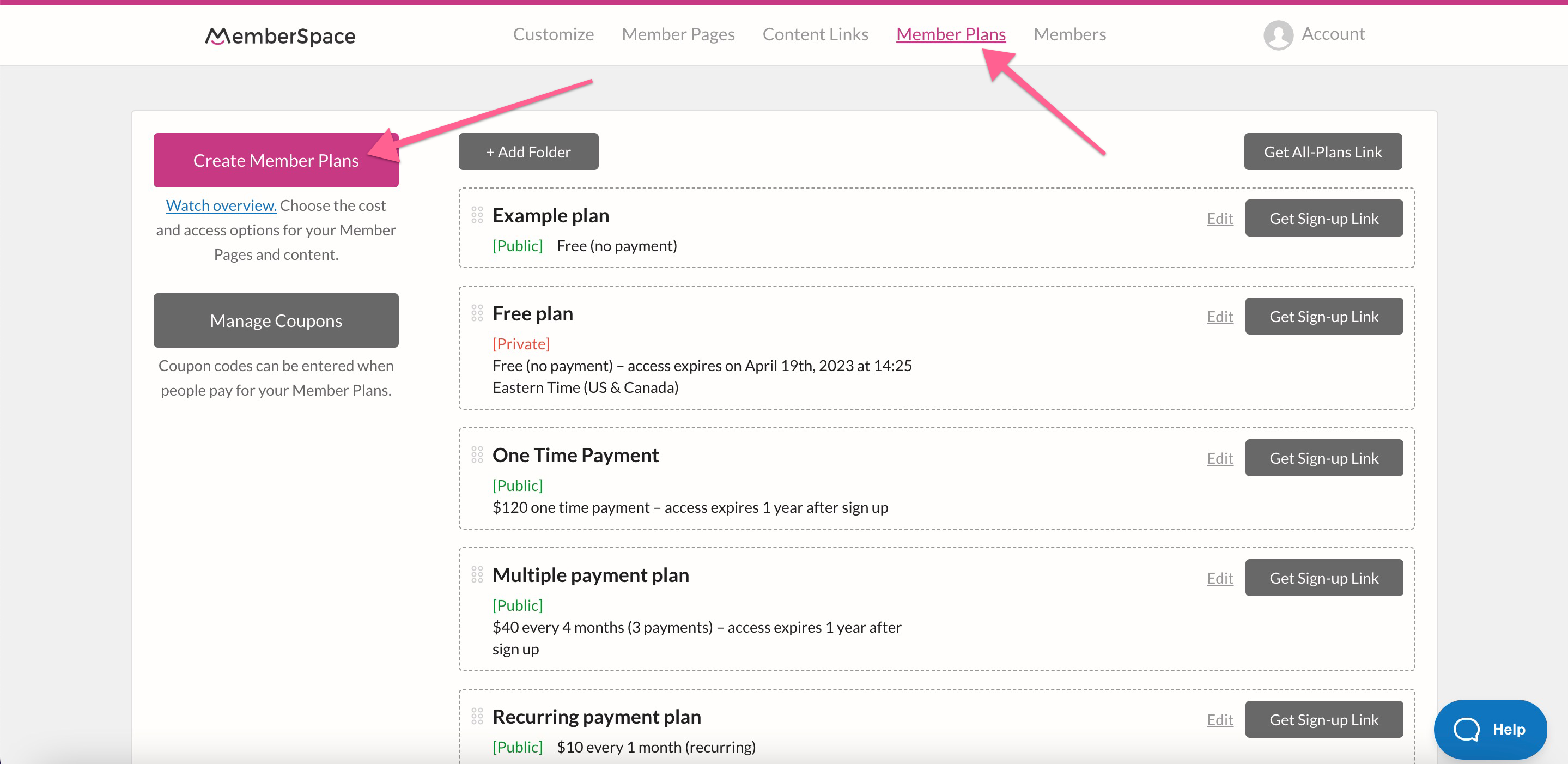 Create the in-person event as a Member Plan in MemberSpace
