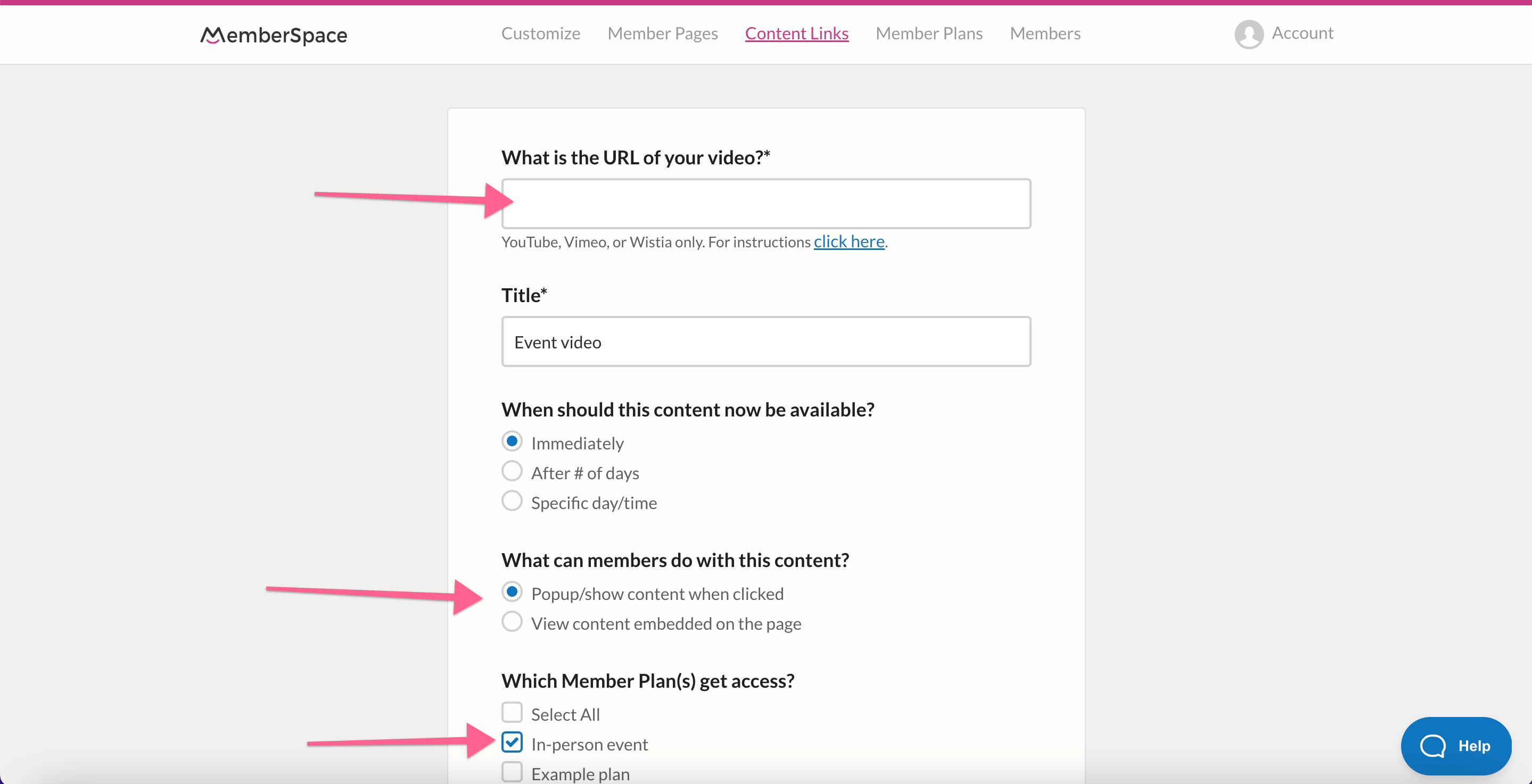 Configure the settings for your in-person event videos