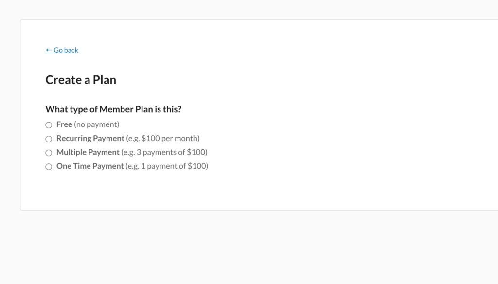 create a recurring payment plan for members