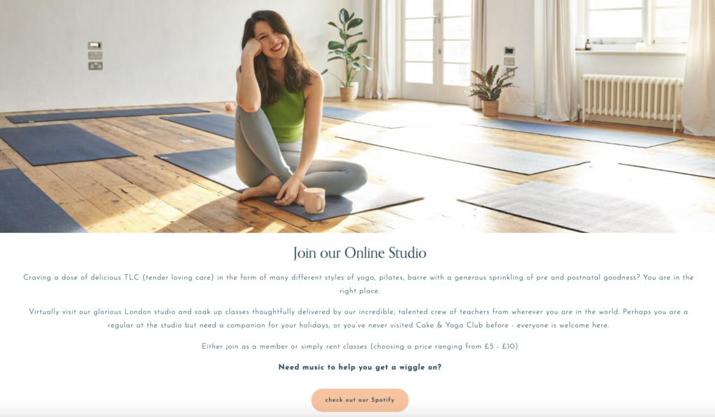Starting an online yoga business example 2
