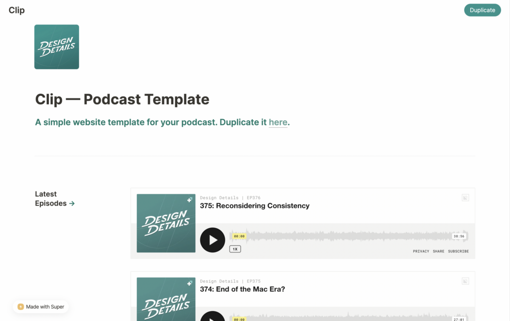 Clip Notion Podcast Template