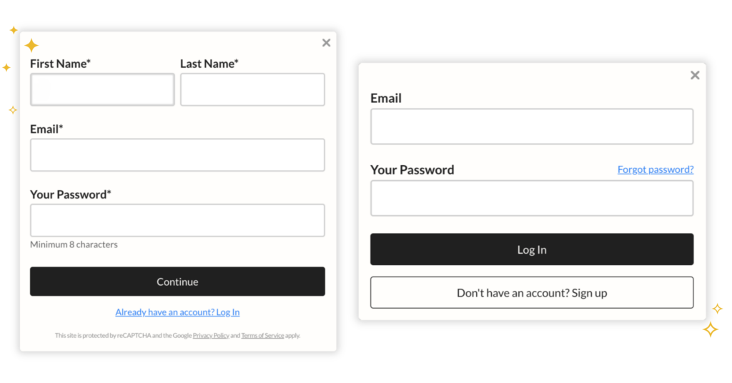 Improvements to the signup and login forms