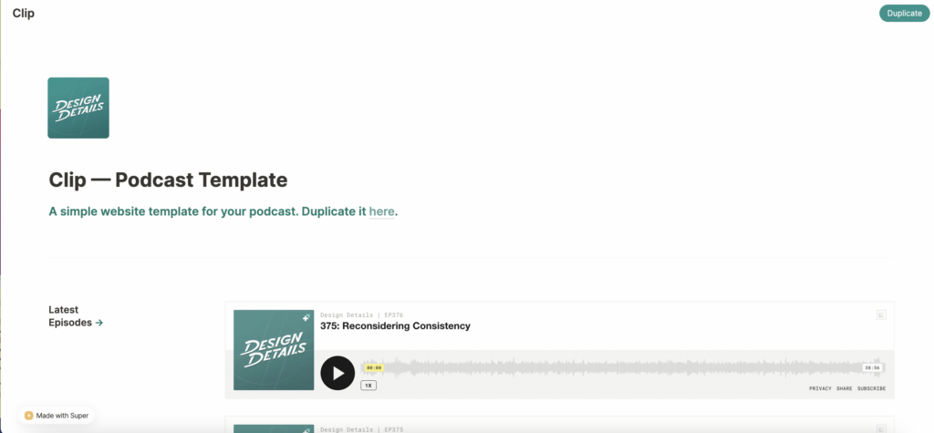 Notion podcast site template