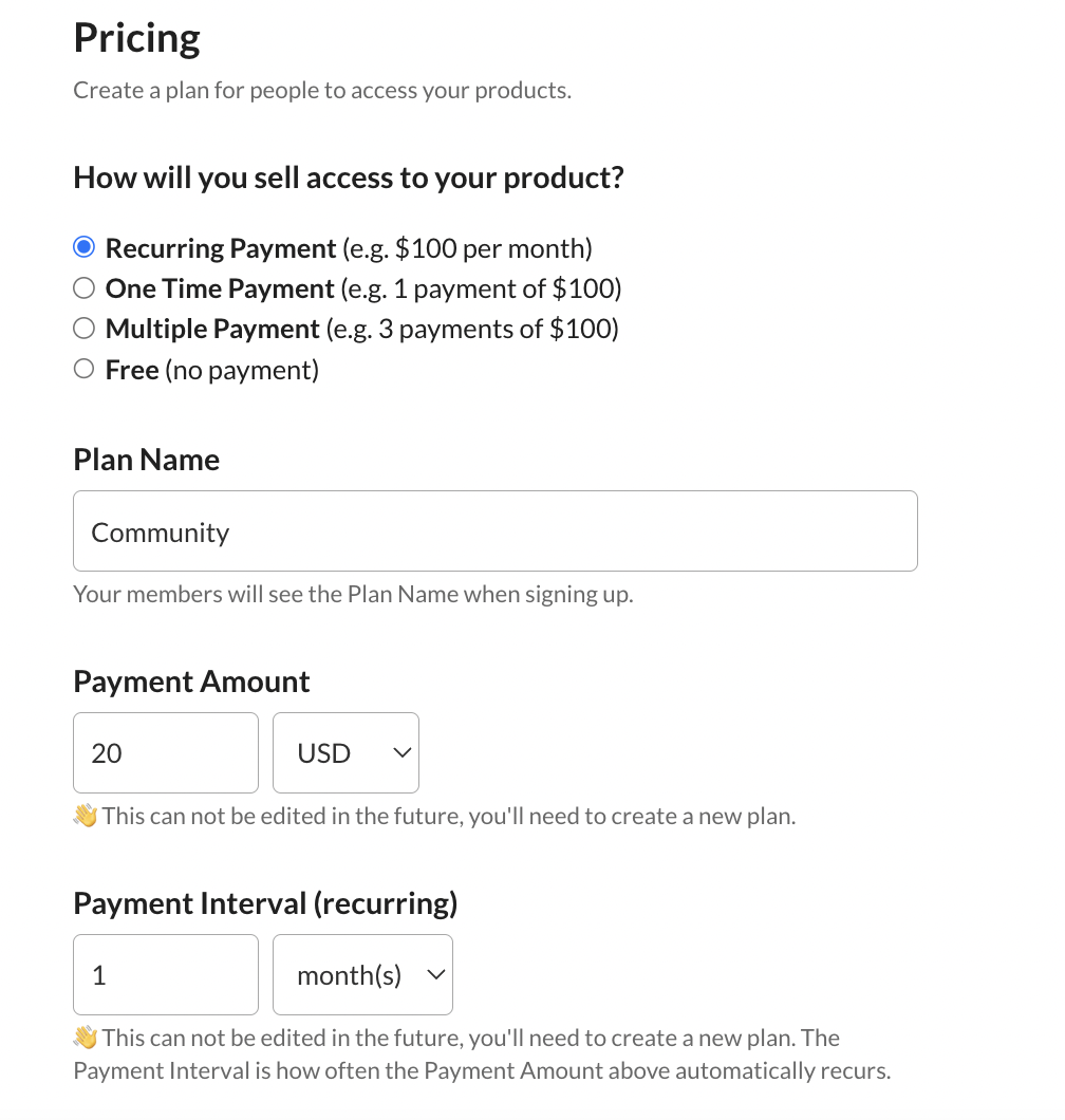 Paid community pricing