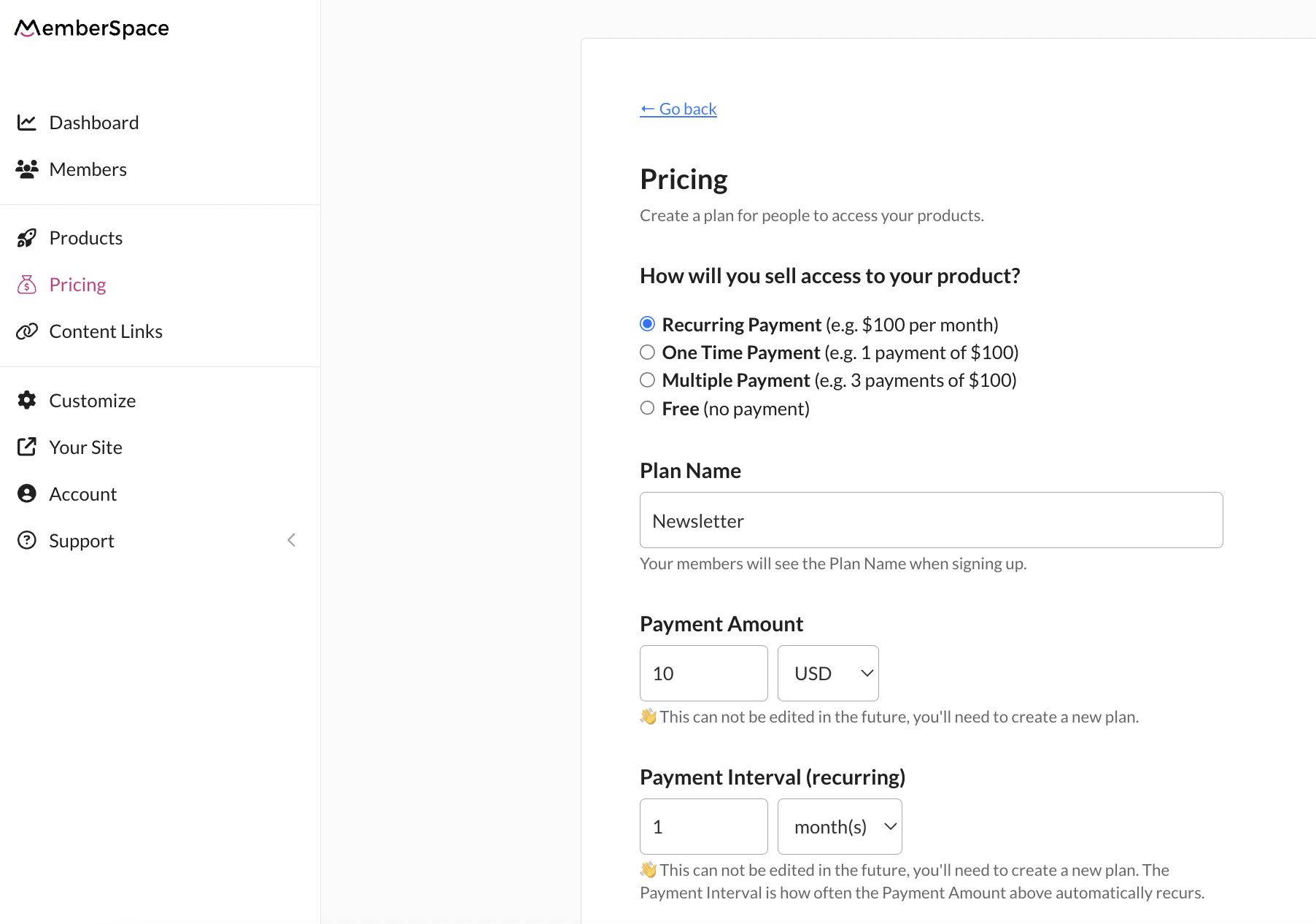 Setting pricing for paid newsletter