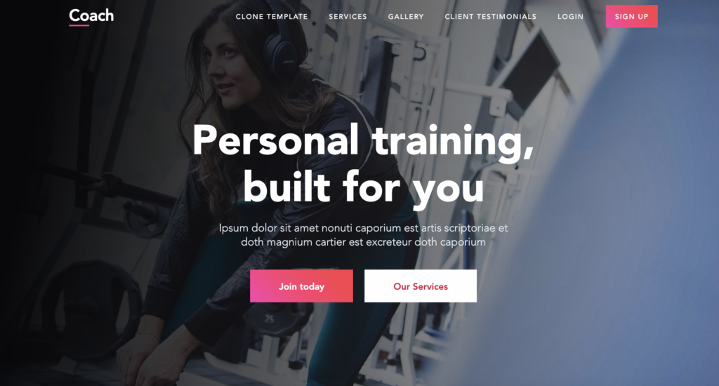 Webflow fitness membership site template