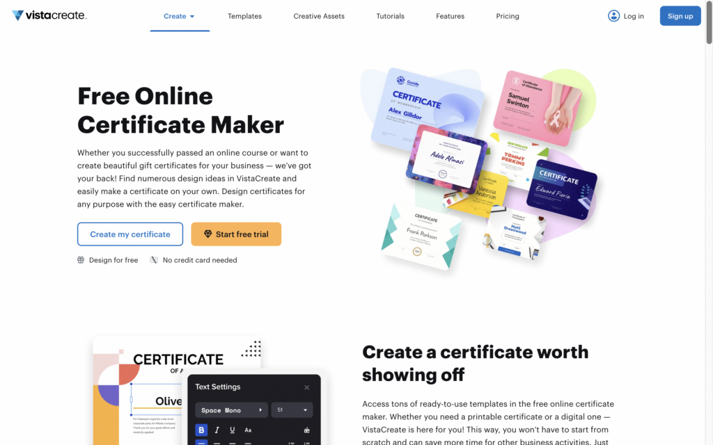 Vista Create Certificate Maker