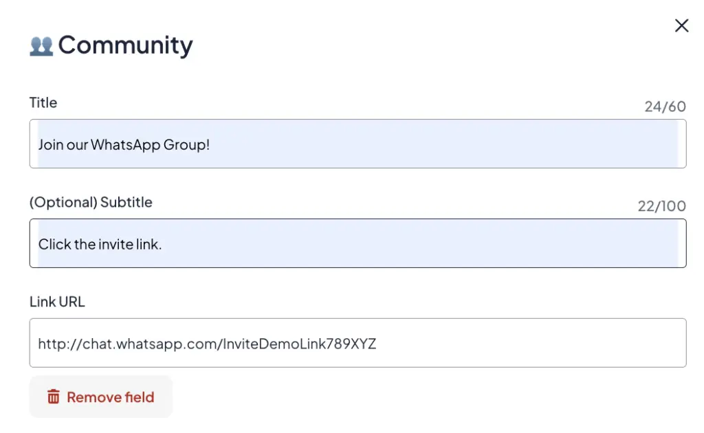 add whatsapp group to memberspace