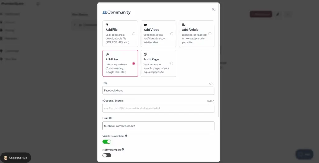 adding paid facebook group to memberspace