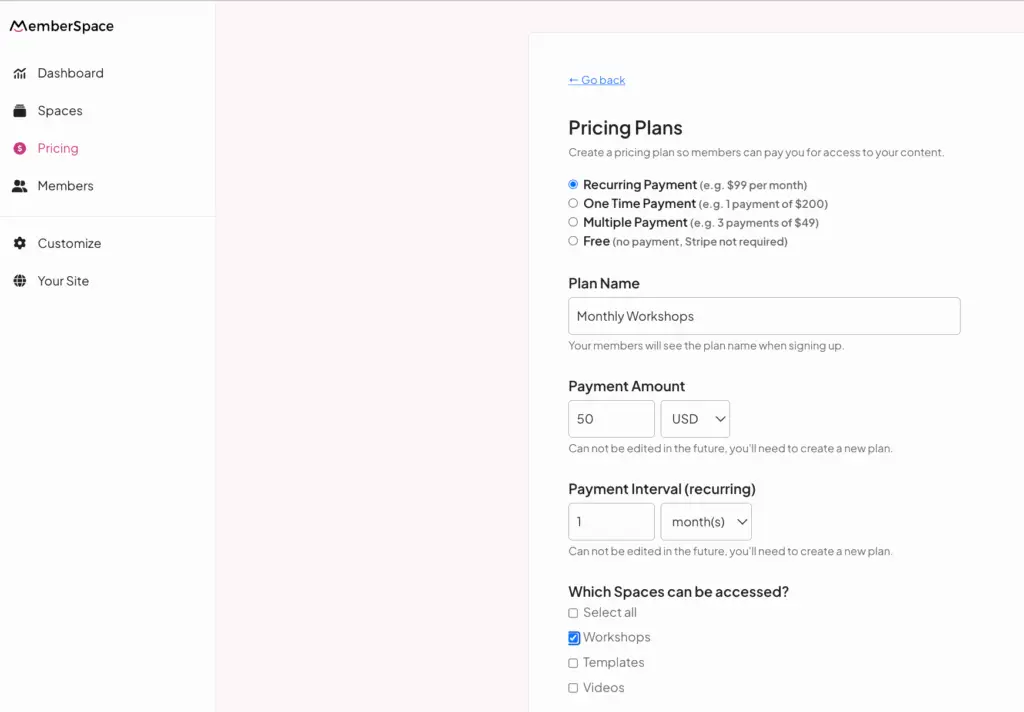 squarespace event pricing