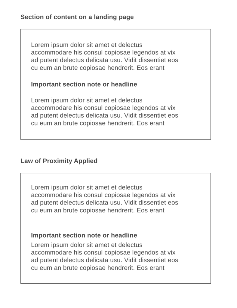 Create meaning with spacing, the laws of proximity