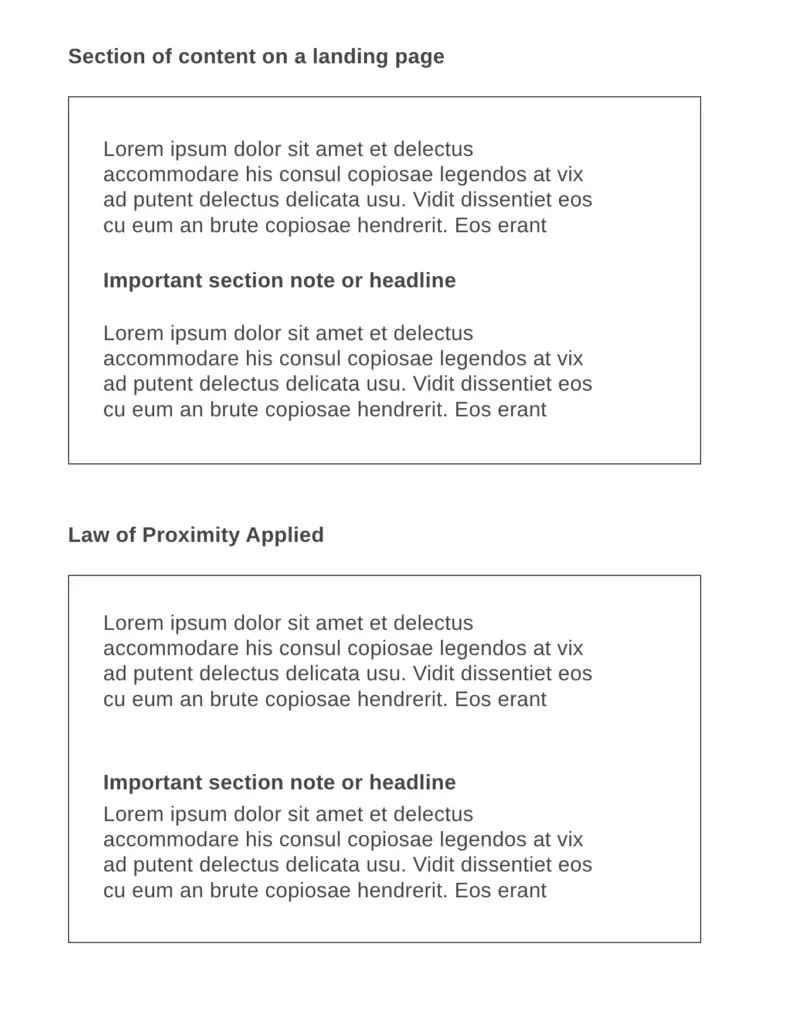 Create meaning with spacing, the laws of proximity