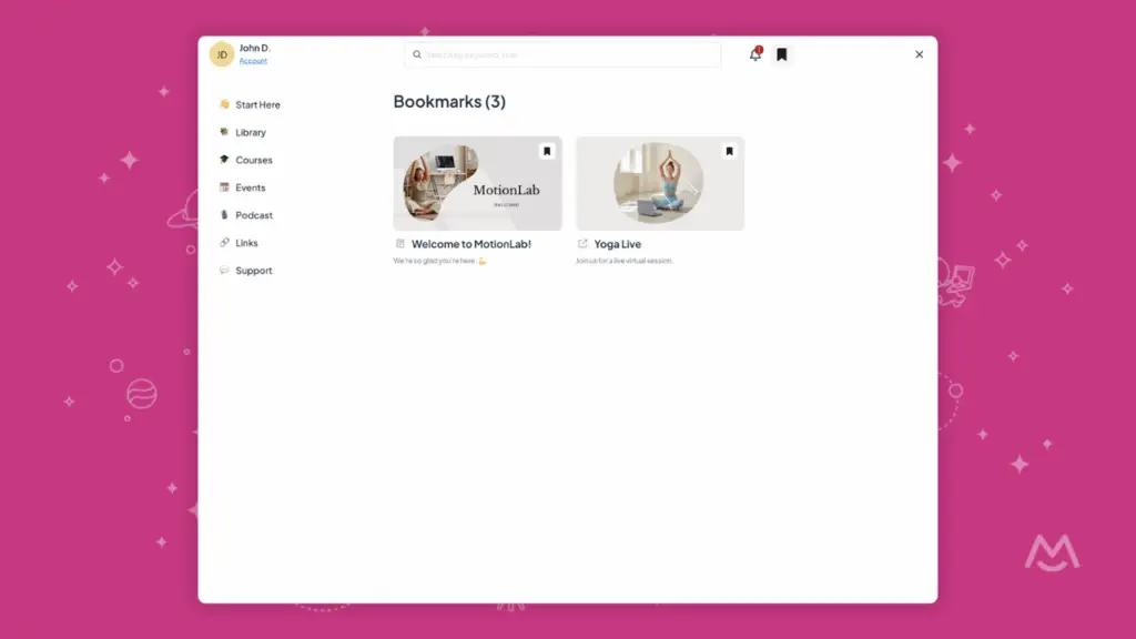 content notifications, search bar for members, bookmarks, and more new features and enhancements