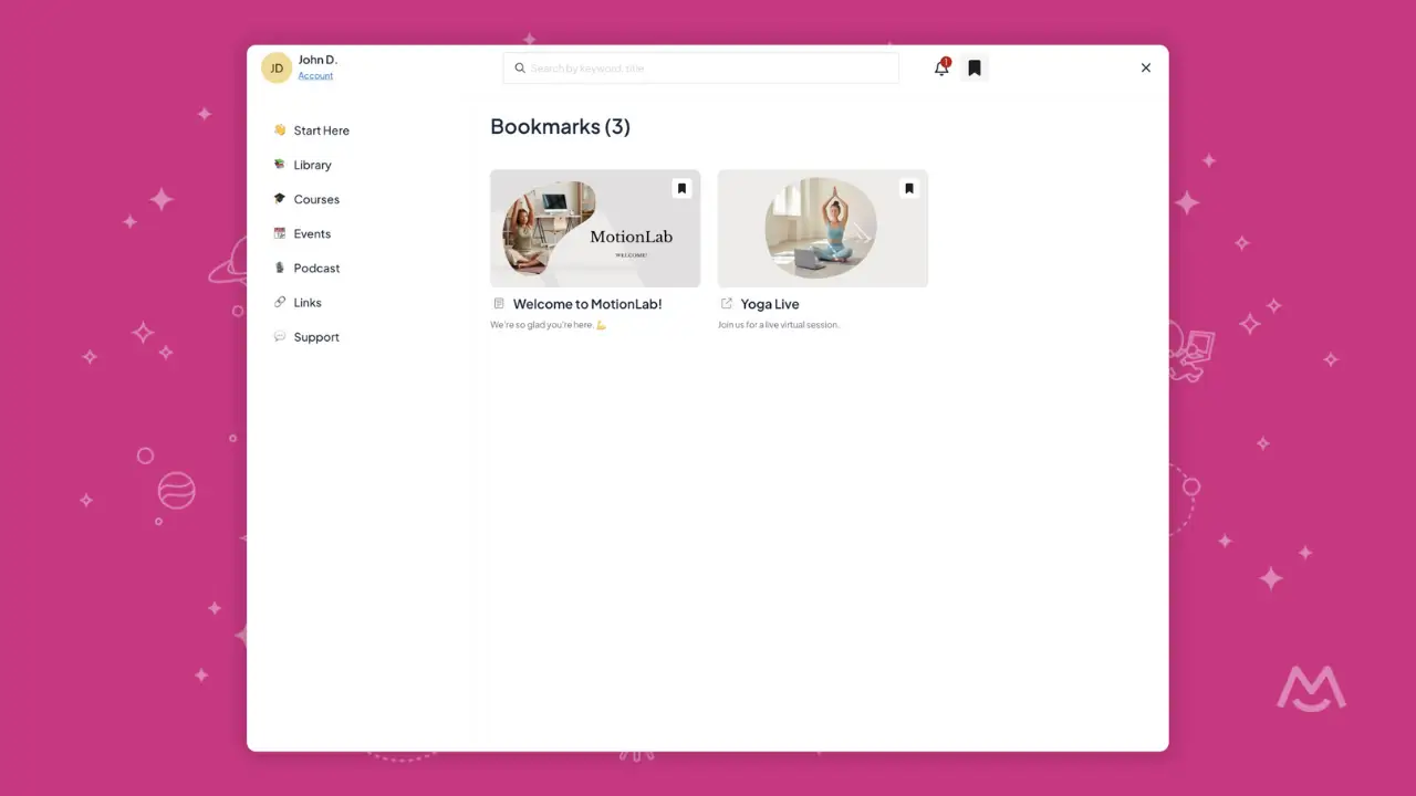 content notifications, search bar for members, bookmarks, and more new features and enhancements