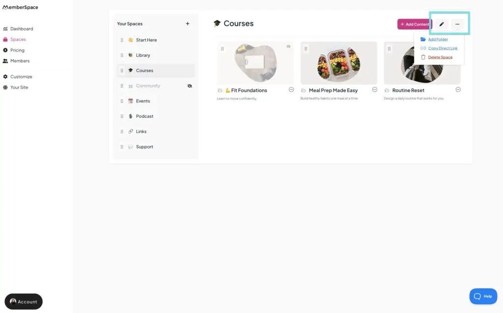 squarespace course setup