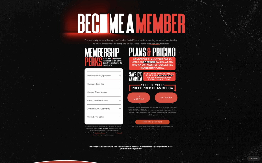 members only podcast subscription