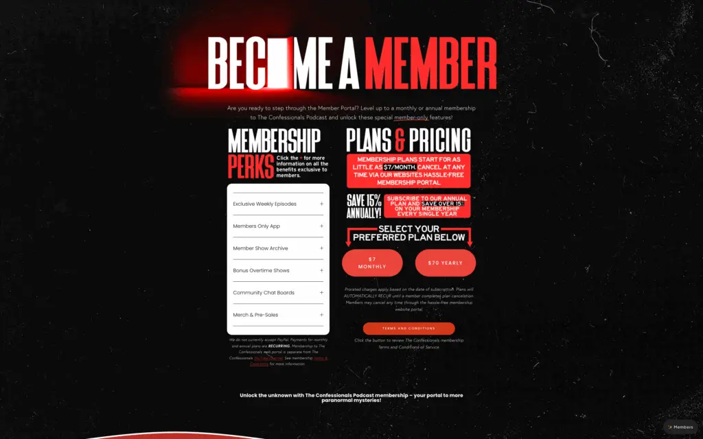 members only podcast subscription