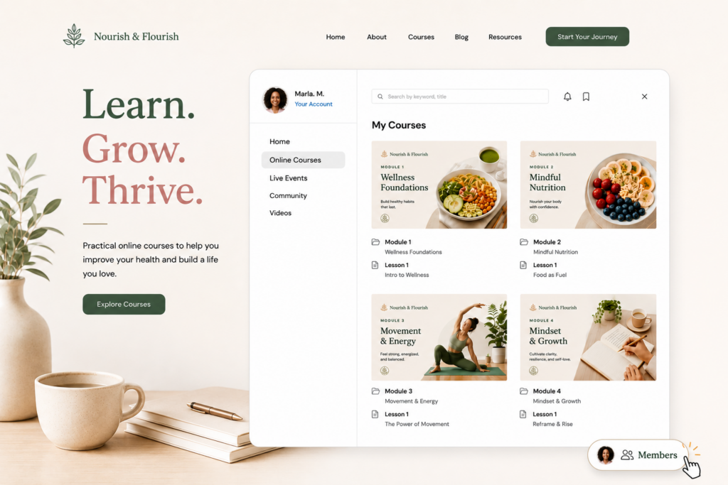 building an online course with showit and memberspace