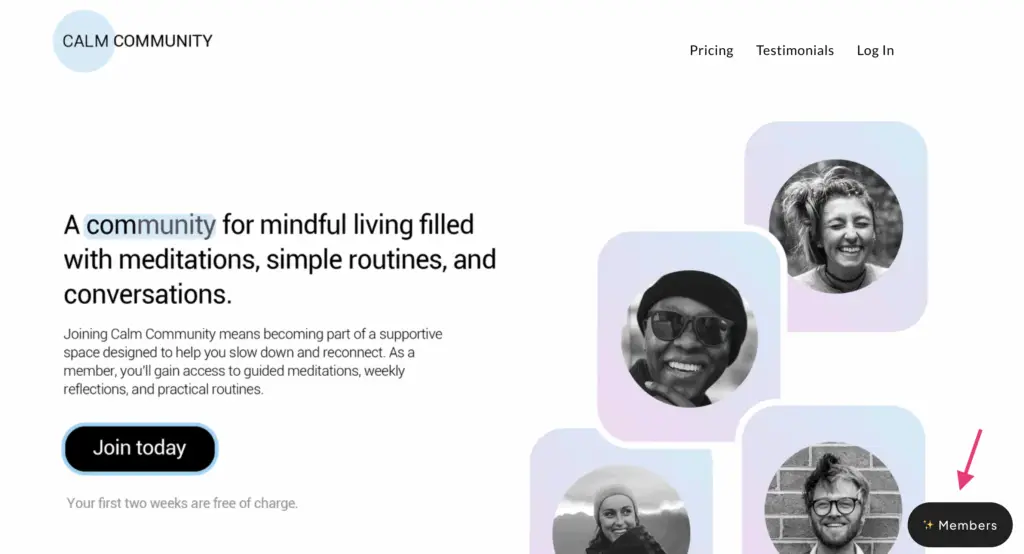 duda membership site example