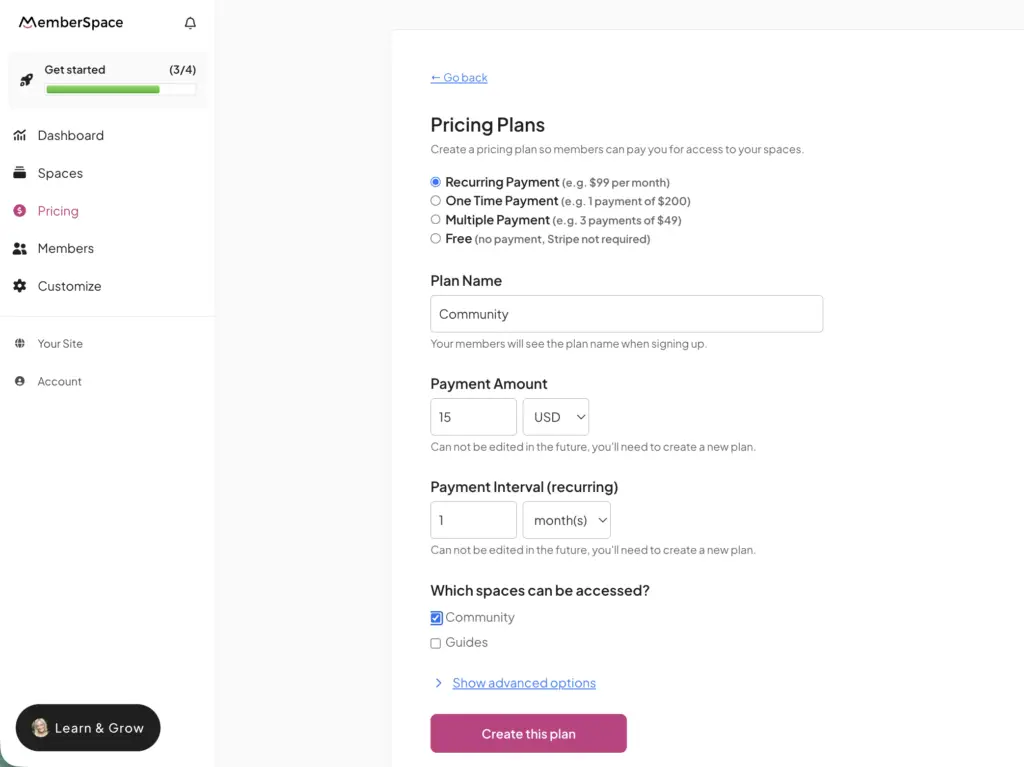 pricing a squarespace community