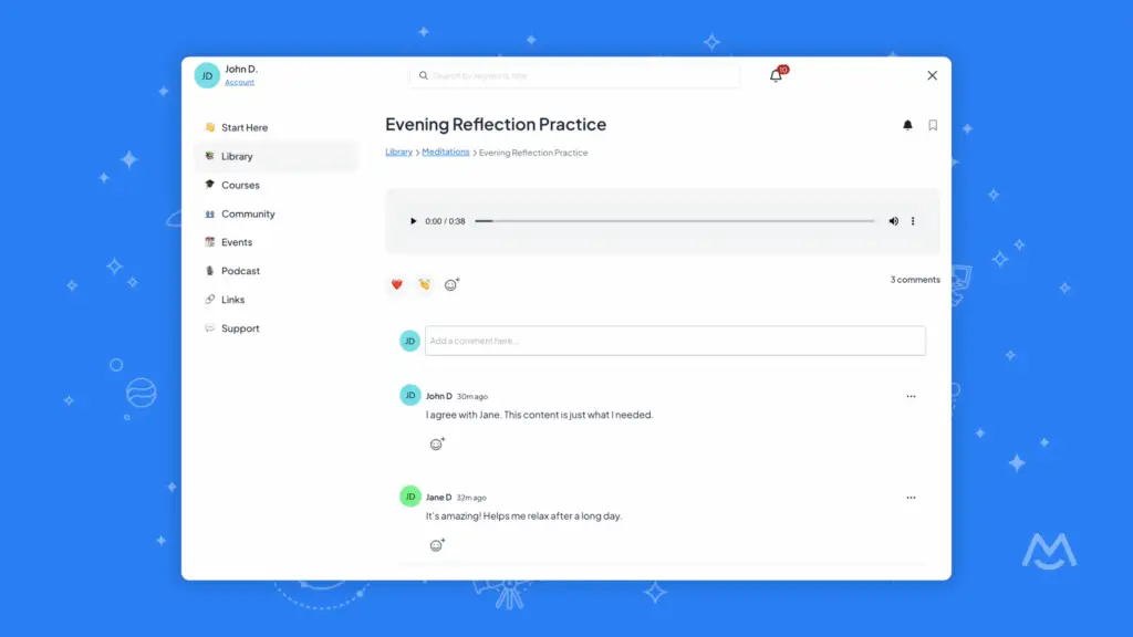 Adding comments and reactions to content (3)