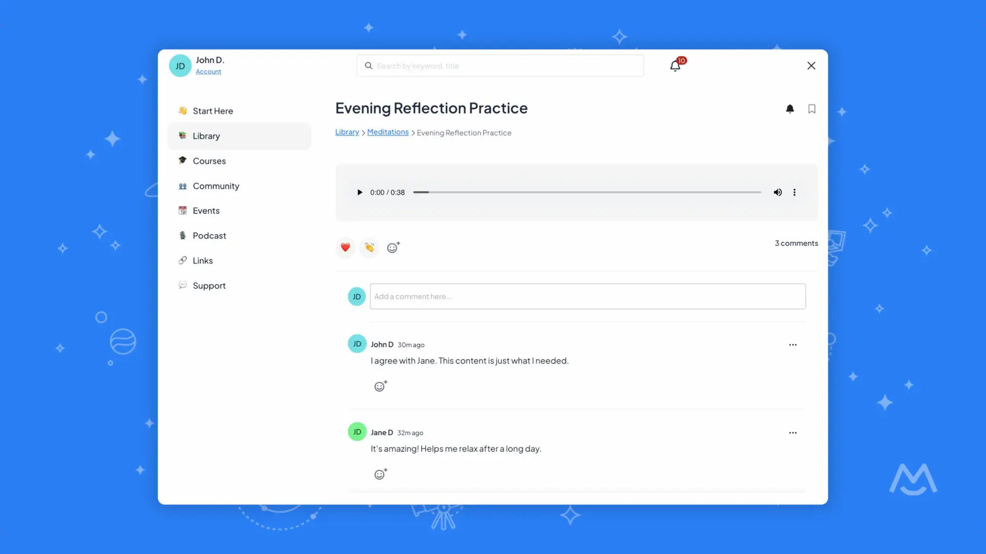 Adding comments and reactions to content (3)