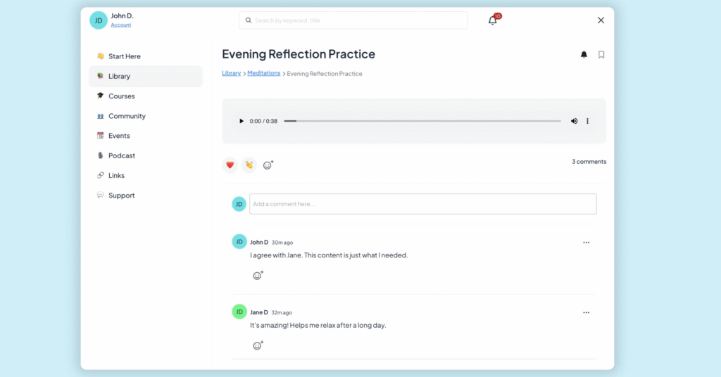 adding comments and reactions to content