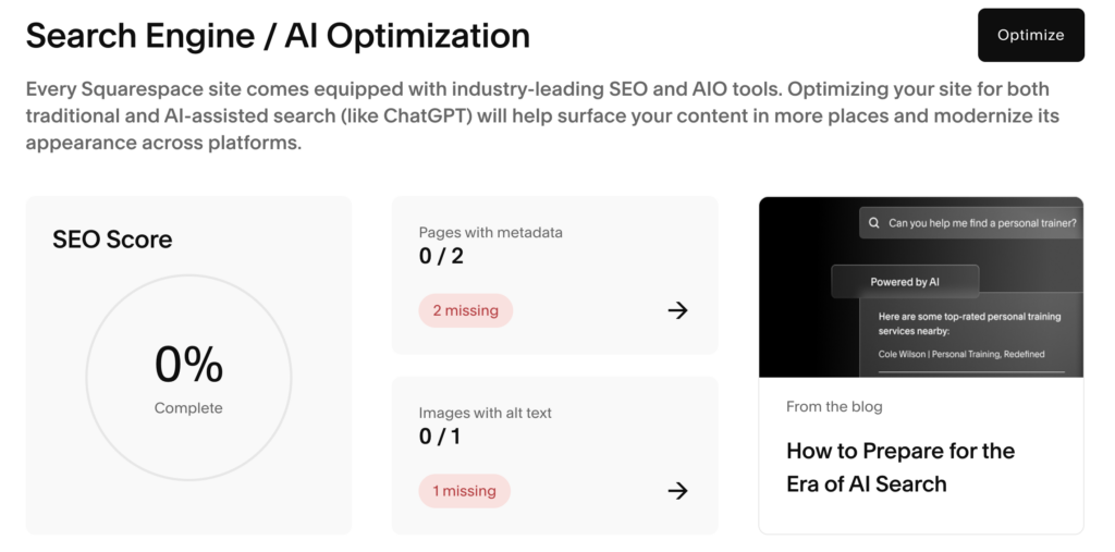 squarespace seo ai optmization tools
