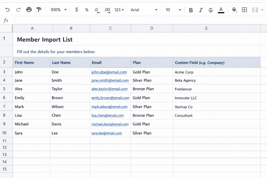 Member import list overview