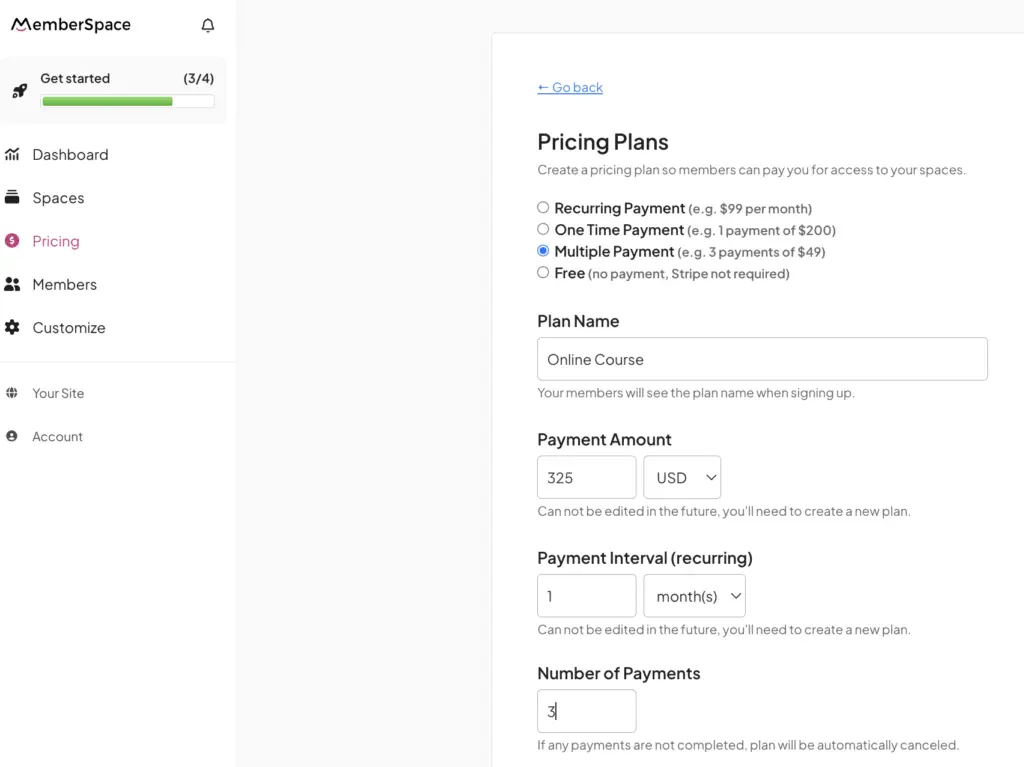 multiple squarespace payment example
