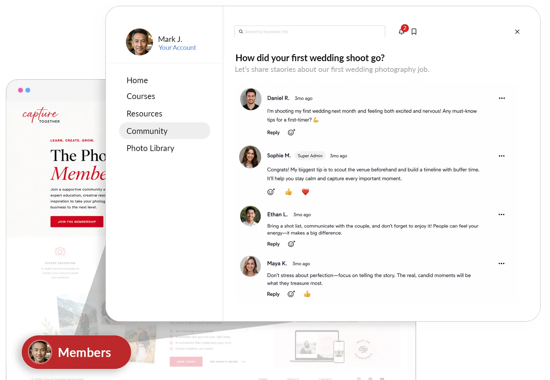 add community forum to squarespace membership site