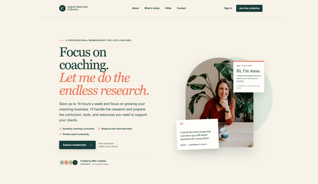 Membership Homepage best practice examples